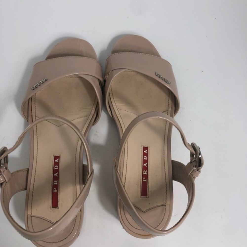 Prada | Patent Leather Open Toe Wedge Sandals~36 - Picture 5 of 8